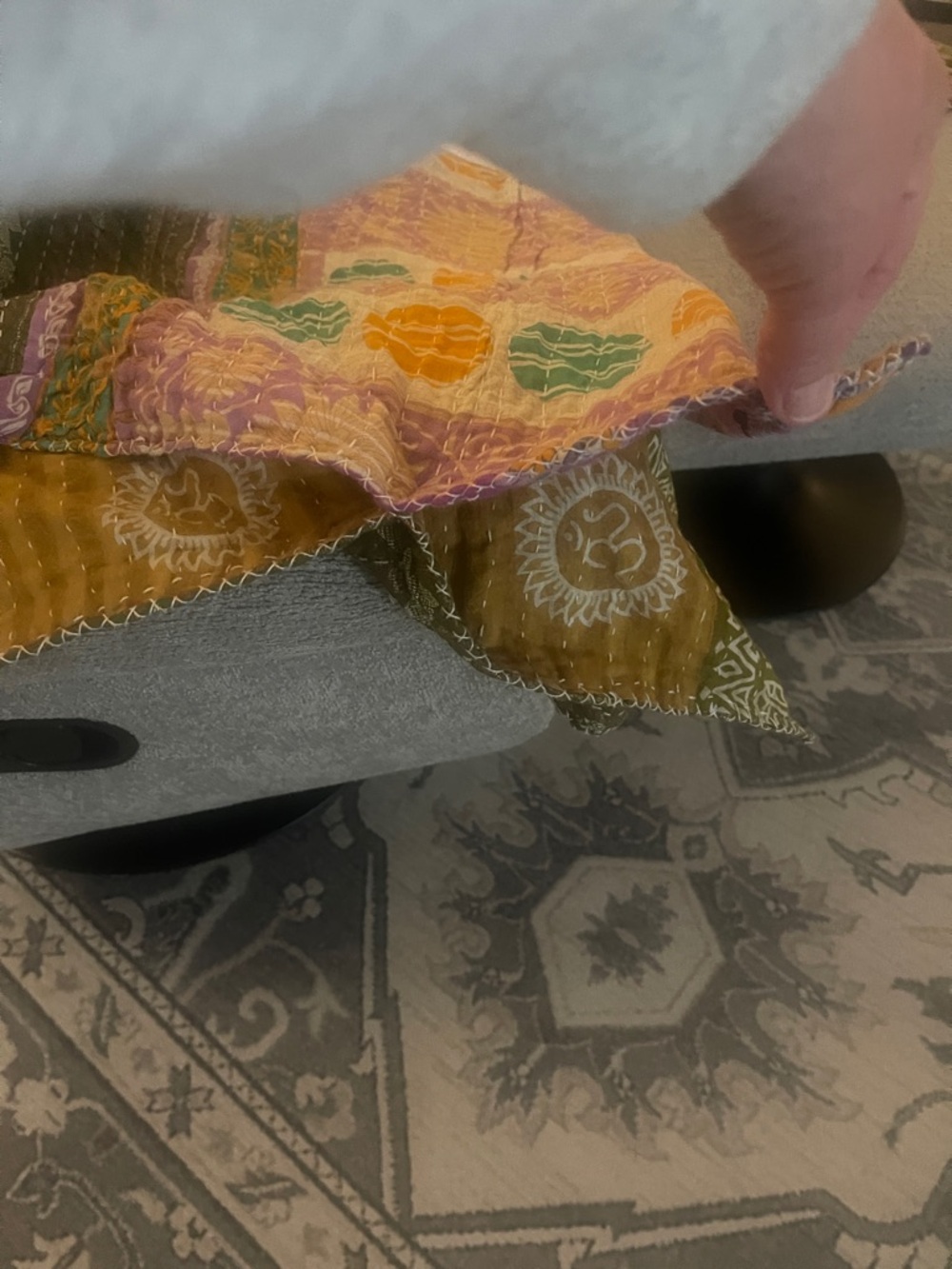 KANTHA Upcycled Poncho Boho T-Shirt Large / Fits Most  Pub Hippie Wear Skeleton - Picture 9 of 9